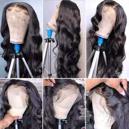 46 Inch Long Body Wave 13x6 HD Transparent Lace Frontal Wigs Brazilian Human Hair 200 Density Pre Plucked With Baby Hair Wigs