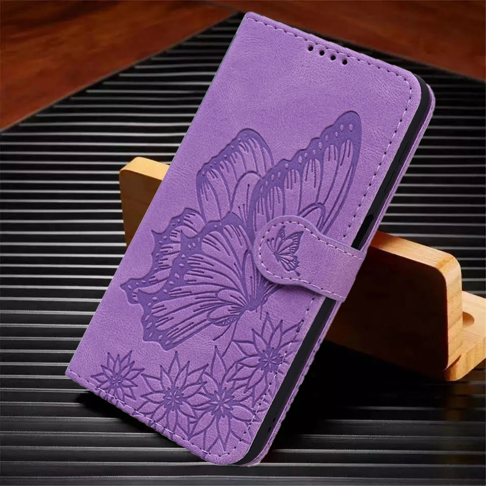 for i Phone 17 Flip Case for iPhone 15 16 14 13 12 11 Pro Max iPhon 15 Plus Cases Cute Cat Butterfly Leather Wallet Back Cover - S