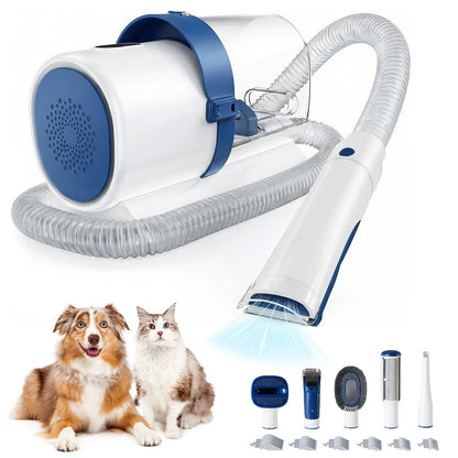 JHK 2.5L Professional Pet Grooming Vacuum Kit 3 Suction Modes and 5 Groomer Tools with Cordless Low Noise Dog Clippers for Cats - Blue