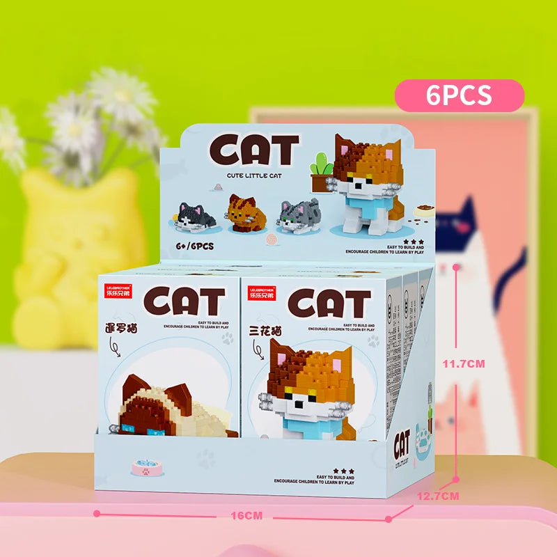 Cute Pastoral Teddy Dog Pet Building Blocks Micro-Granular Ornament Children's Toy Gifts New Product Cat And Dog Themed - W1522-6PCS