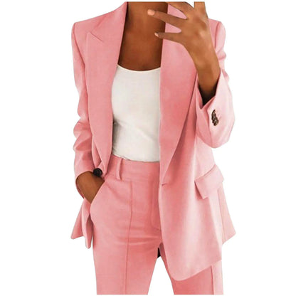 Blazer Sets Women 2 Piece Outfits Dressy Pant Suits Business Casual Outfits Loose Straight Leg Pants Work Clothing 2024 Plus Size Pant Suits - Zayd’s Department Store