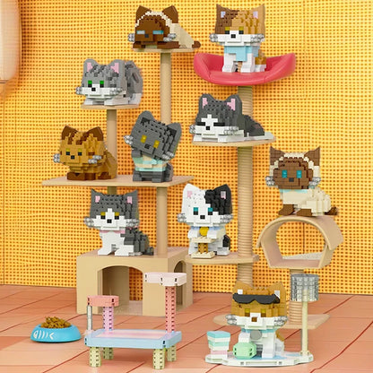 Cute Pastoral Teddy Dog Pet Building Blocks Micro-Granular Ornament Children's Toy Gifts New Product Cat And Dog Themed