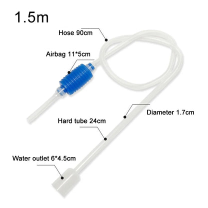 Aquarium Siphon Fish Tank Syphon Vacuum Gravel Water Filter Cleaner Pump Manual Cleaner Vacuum Cleaning Tools Accessories - 1.5m