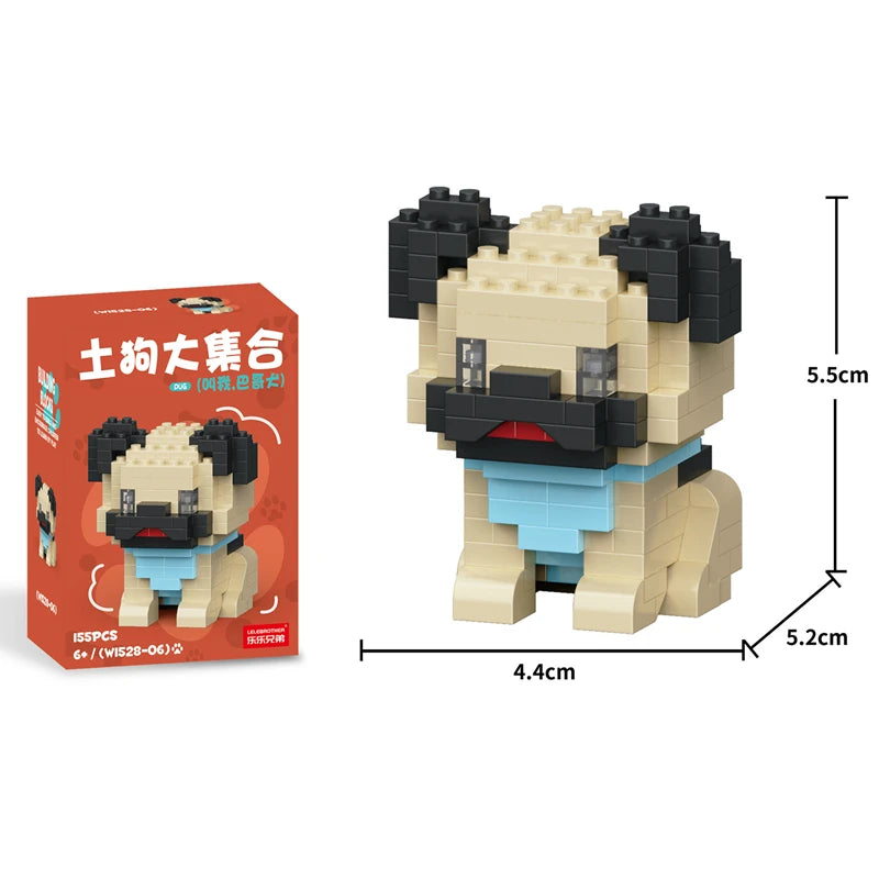 Cute Pastoral Teddy Dog Pet Building Blocks Micro-Granular Ornament Children's Toy Gifts New Product Cat And Dog Themed - W1528-06