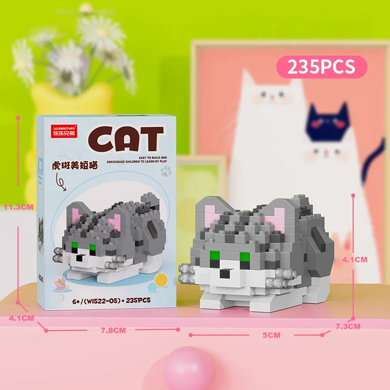Cute Pastoral Teddy Dog Pet Building Blocks Micro-Granular Ornament Children's Toy Gifts New Product Cat And Dog Themed - W1522-05