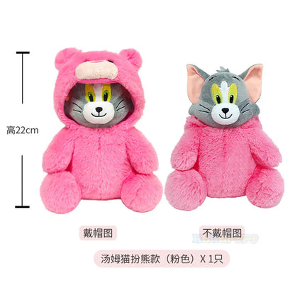 Original Tom And Jerry Plush Stuffed Toy Cat Mouse Cartoon Movie Characters Cosplay Bear Clothes Stuffed Animals Doll Gift - 22cm pink tom