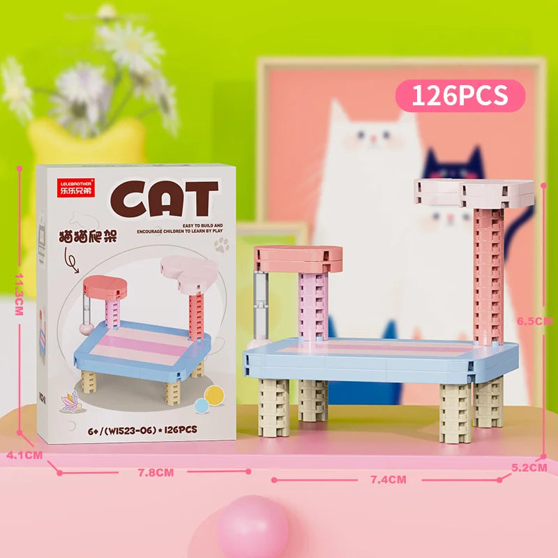 Cute Pastoral Teddy Dog Pet Building Blocks Micro-Granular Ornament Children's Toy Gifts New Product Cat And Dog Themed - W1523-06