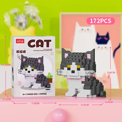 Cute Pastoral Teddy Dog Pet Building Blocks Micro-Granular Ornament Children's Toy Gifts New Product Cat And Dog Themed - W1523-03