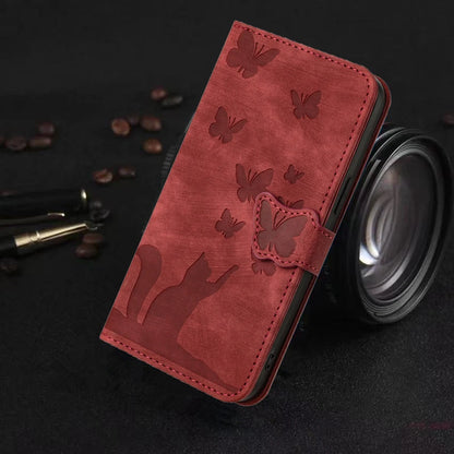 for i Phone 17 Flip Case for iPhone 15 16 14 13 12 11 Pro Max iPhon 15 Plus Cases Cute Cat Butterfly Leather Wallet Back Cover - D