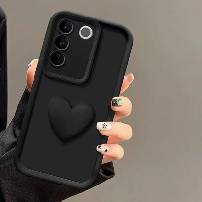 Love Heart Silicone Camera Lens Protective Case for Samsung Galaxy S25 Edge S26 Ultra Plus Phone Cover - black