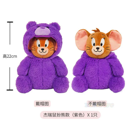 Original Tom And Jerry Plush Stuffed Toy Cat Mouse Cartoon Movie Characters Cosplay Bear Clothes Stuffed Animals Doll Gift - 22cm purple jerry