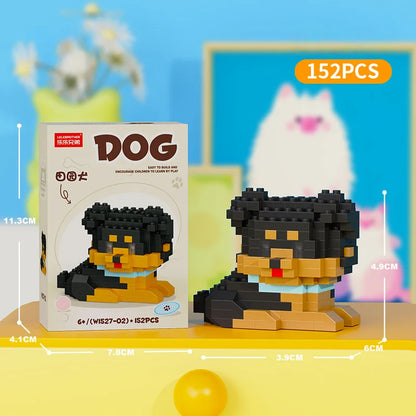 Cute Pastoral Teddy Dog Pet Building Blocks Micro-Granular Ornament Children's Toy Gifts New Product Cat And Dog Themed - W1527-02