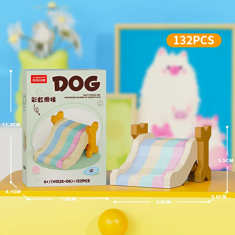 Cute Pastoral Teddy Dog Pet Building Blocks Micro-Granular Ornament Children's Toy Gifts New Product Cat And Dog Themed - W1526-06
