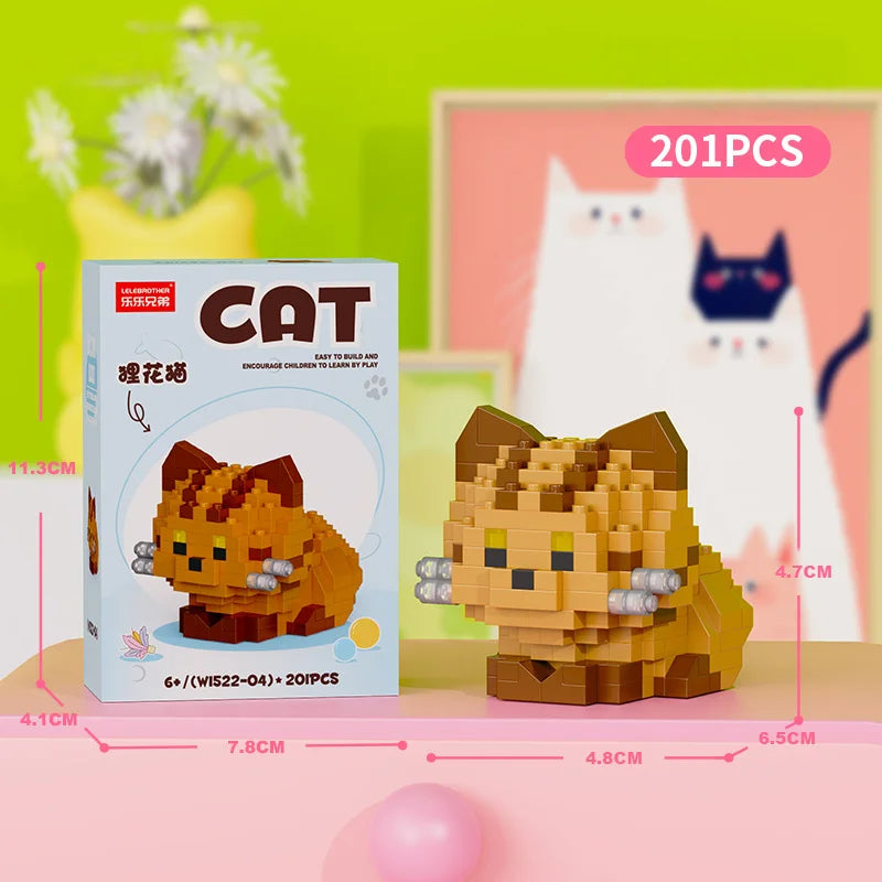 Cute Pastoral Teddy Dog Pet Building Blocks Micro-Granular Ornament Children's Toy Gifts New Product Cat And Dog Themed - W1522-04