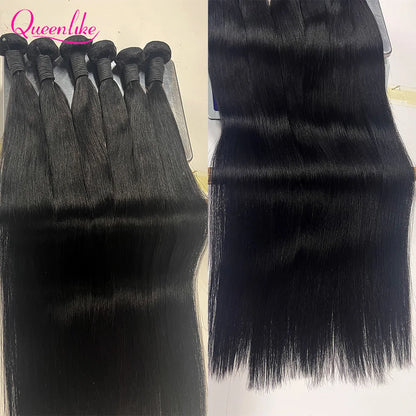 Queenlike 12A Straight Human Hair Bundles With Closure 4X4 5X5 6X6 13X4 Lace With 3 Bundles Human Hair Raw Brazilian Hair
