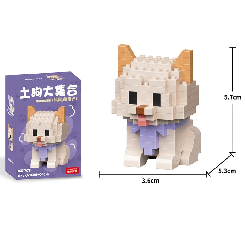 Cute Pastoral Teddy Dog Pet Building Blocks Micro-Granular Ornament Children's Toy Gifts New Product Cat And Dog Themed - W1528-04