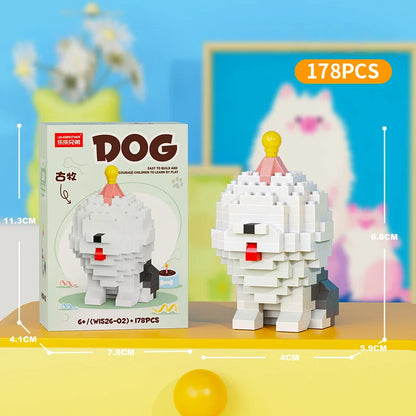 Cute Pastoral Teddy Dog Pet Building Blocks Micro-Granular Ornament Children's Toy Gifts New Product Cat And Dog Themed - W1526-02