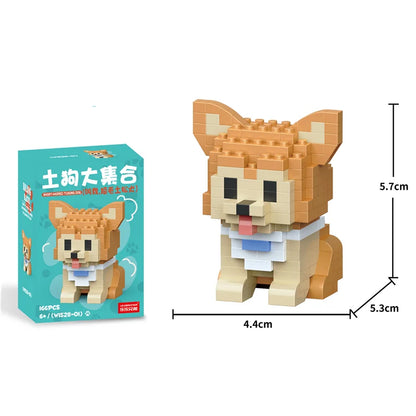 Cute Pastoral Teddy Dog Pet Building Blocks Micro-Granular Ornament Children's Toy Gifts New Product Cat And Dog Themed - W1528-01