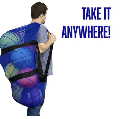 39" Mesh Sports Ball Bag with Adjustable Shoulder Strap, Oversize Duffle