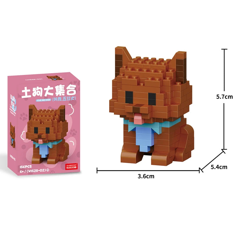 Cute Pastoral Teddy Dog Pet Building Blocks Micro-Granular Ornament Children's Toy Gifts New Product Cat And Dog Themed - W1528-02
