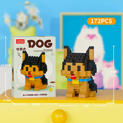 Cute Pastoral Teddy Dog Pet Building Blocks Micro-Granular Ornament Children's Toy Gifts New Product Cat And Dog Themed - W1526-04