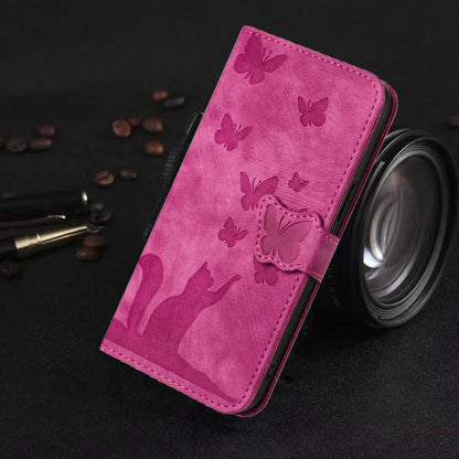 for i Phone 17 Flip Case for iPhone 15 16 14 13 12 11 Pro Max iPhon 15 Plus Cases Cute Cat Butterfly Leather Wallet Back Cover - E