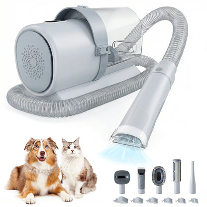 JHK 2.5L Professional Pet Grooming Vacuum Kit 3 Suction Modes and 5 Groomer Tools with Cordless Low Noise Dog Clippers for Cats - GRAY