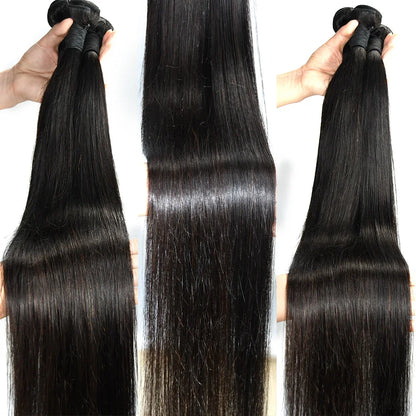 Queenlike 12A Straight Human Hair Bundles With Closure 4X4 5X5 6X6 13X4 Lace With 3 Bundles Human Hair Raw Brazilian Hair