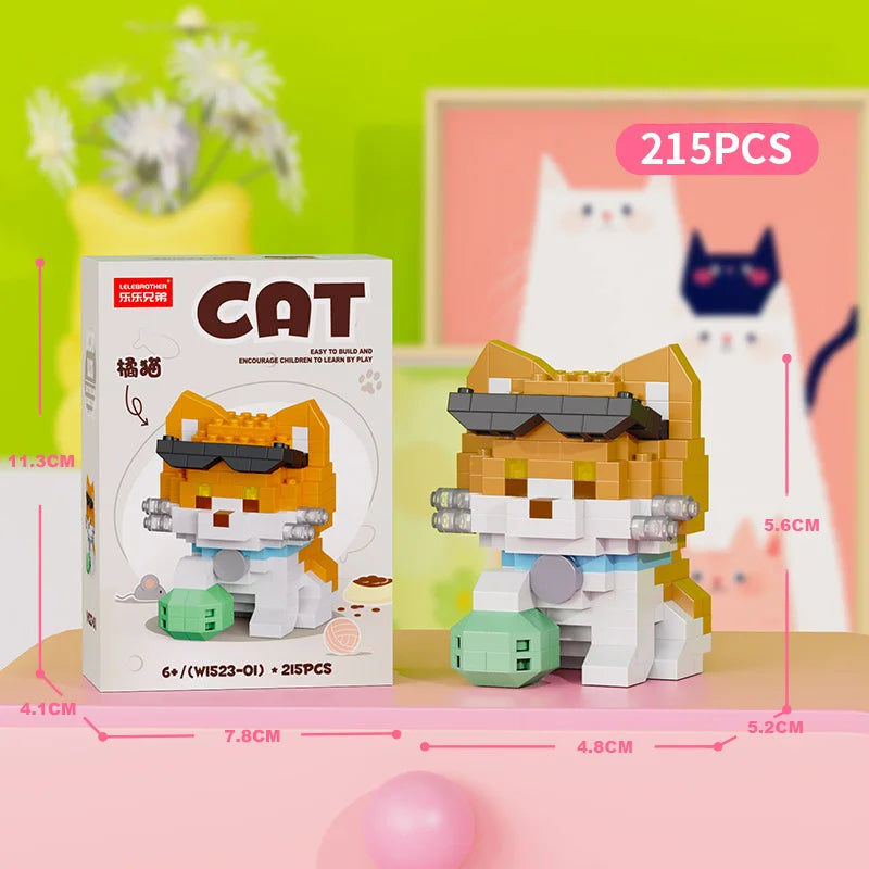 Cute Pastoral Teddy Dog Pet Building Blocks Micro-Granular Ornament Children's Toy Gifts New Product Cat And Dog Themed - W1523-01