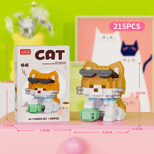 Cute Pastoral Teddy Dog Pet Building Blocks Micro-Granular Ornament Children's Toy Gifts New Product Cat And Dog Themed - W1523-01