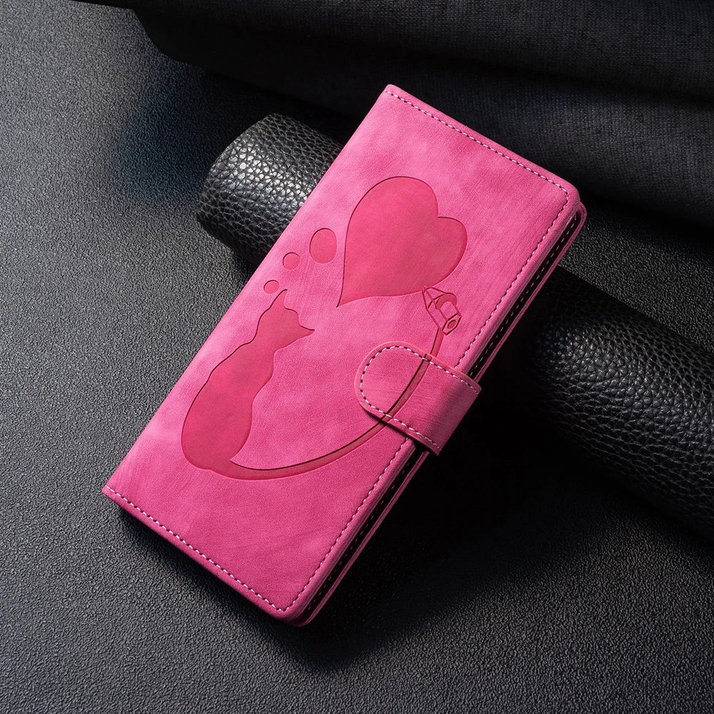 for i Phone 17 Flip Case for iPhone 15 16 14 13 12 11 Pro Max iPhon 15 Plus Cases Cute Cat Butterfly Leather Wallet Back Cover - H