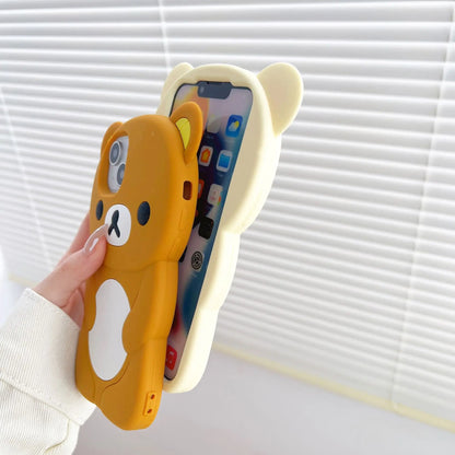For iPhone 18 17 16 15 14 13 12 11 Pro Max Xs XR 6 7 8 Plus Cute Rilakkuma Bear Soft Silicone Cover Case