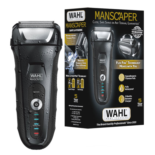Manscaper Shaver, Lithium Ion Rechargeable, Waterproof Wet/Dry Flex Hypoallergenic Foils, for Men, 7074