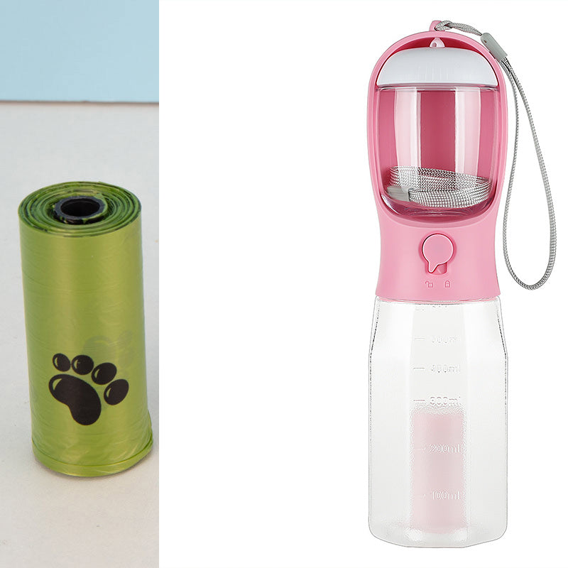 Bouteille d'eau portable pour chat et chien, distributeur de nourriture, abreuvoir, distributeur de crottes, 3 en 1, anti-fuite, multifonction, bouteille d'eau pour chien, produits pour animaux de compagnie