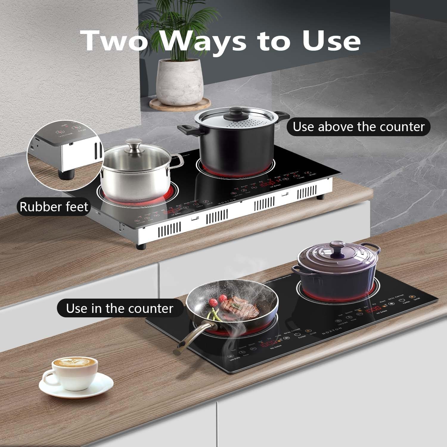 2 Burners Electric Cooktop 110V, 24" Built-In & Countertop Stove