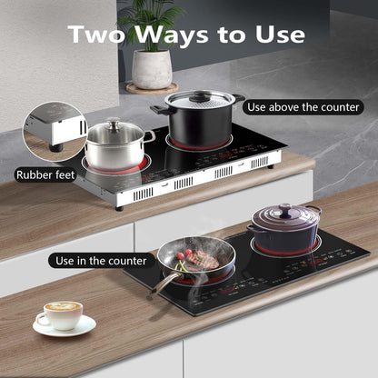 2 Burners Electric Cooktop 110V, 24" Built-In & Countertop Stove
