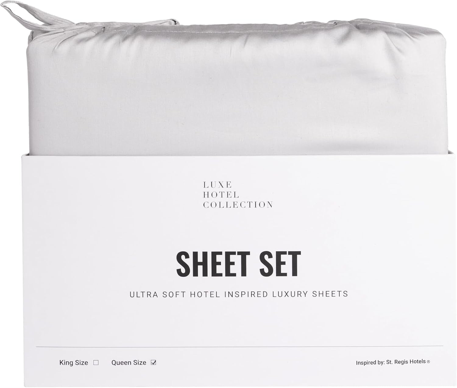Luxury Sateen Cotton Sheet Set – 100% Certified Extra-Long-Staple Cotton – Ultra-Soft, Breathable & Smooth – the St Regis Hotel Luxe Cotton Blend Sheet Set (Silver, Queen (U.S. Standard)