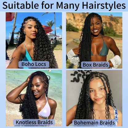 Human Braiding Hair for Boho Braids 26Inch 100% Human Hair Water Wave Bulk Braiding Knotless No Weft Curly Bundles Human Hair Wet and Wavy Micro Hair Extensions Bulk 2 Bundles 100G Hair Natural Color