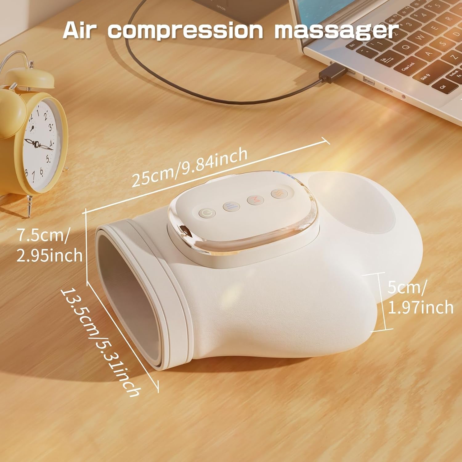Hand Massager with Heat and Compression for Arthritis,White | Cordless Electric Hand and Wrist Massager，Finger Pain Relief - 5 Levels 3D Wave Pressure, 3 Heat Settings - Ideal Gift