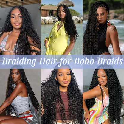 Human Braiding Hair for Boho Braids 26Inch 100% Human Hair Water Wave Bulk Braiding Knotless No Weft Curly Bundles Human Hair Wet and Wavy Micro Hair Extensions Bulk 2 Bundles 100G Hair Natural Color