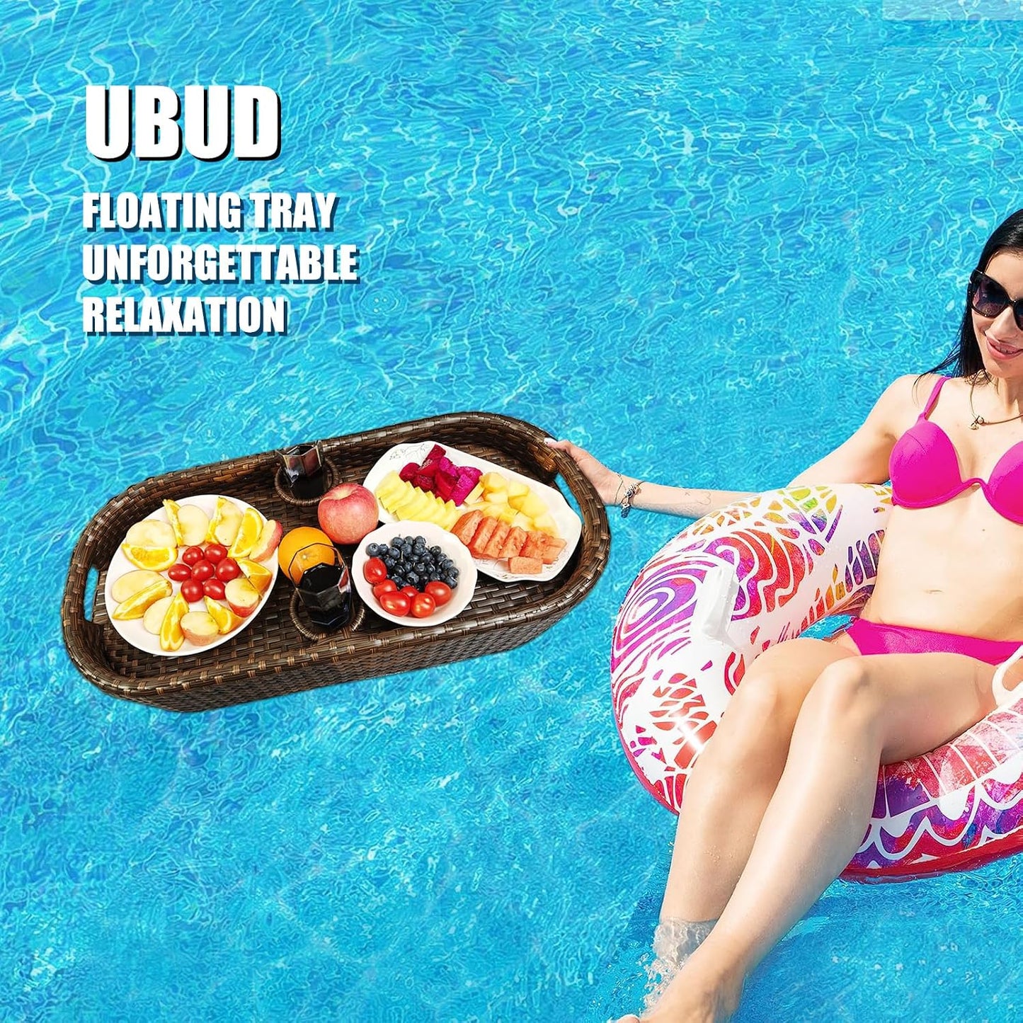 Floating Tray for Pool，Floating Pool Tray, Floating Tray - Floating Pool Table, Ideal for Food & Drinks - Floating Table for Pool - Essential Floating Food Tray for Pool Activities(Rectangle)