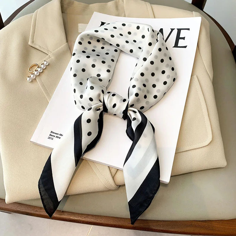 Luxury Brand 2022 Silk Square Scarf Women Cat Neck Hair Tie Band Beach Hijab Kerchief Head Headbands Bandana Female Foulard 70Cm