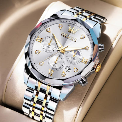 Watches for Men Luxury Diamond Casual Large Dial Watches Stainless Steel Waterproof Business Dress Analog Luminous Date Mens Watches