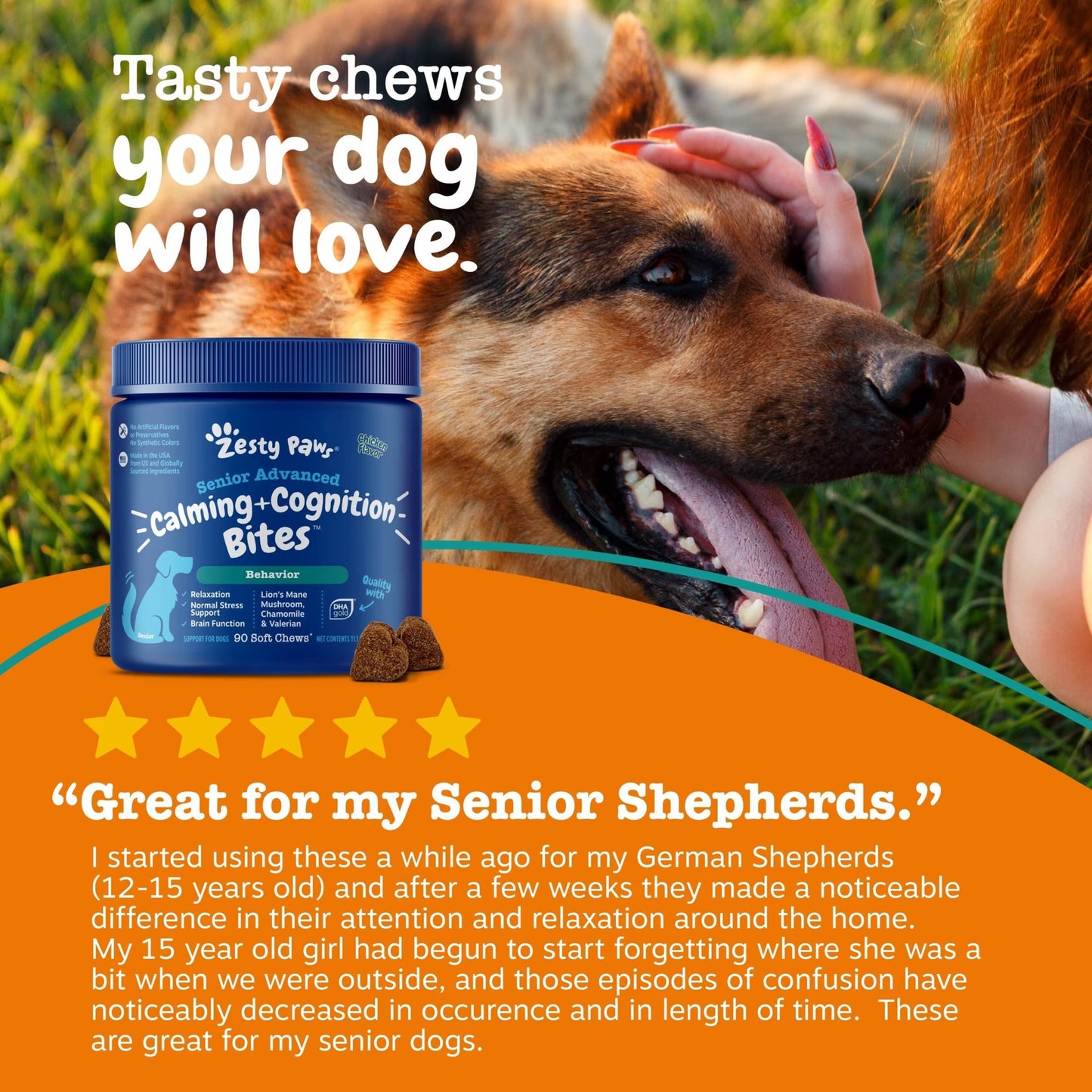 Senior Advanced Cognition Bites Chicken Flavor Dog Supplement, 90 Count
