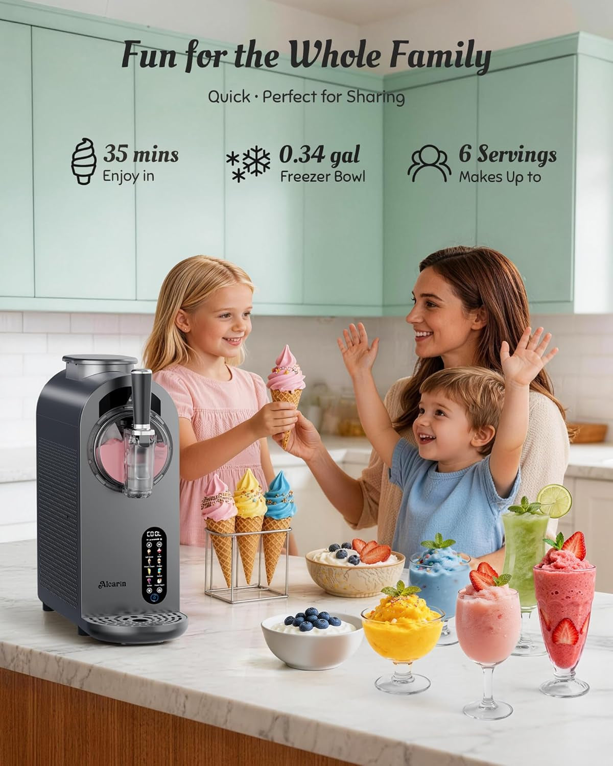 2 in 1 Slushie Machine & Soft Serve Ice Cream Maker Machine