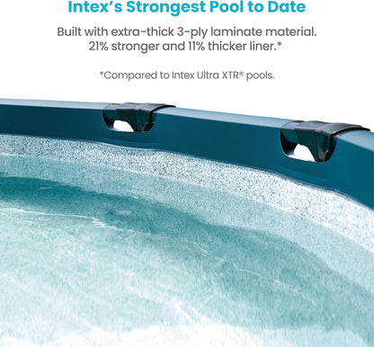 INTEX 28829EH 18Ft X 52In Ultraluxe Premium above Ground Swimming Pool Set with Smart Wi-Fi Enabled Dual Sand Filter Pump Saltwater System and Water Analyzer, Retractable Pool Ladder