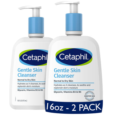 Cetaphil Face Wash Hydrating Gentle Skin Cleanser for Dry to Normal Sensitive Skin, 16 oz 2 Pack