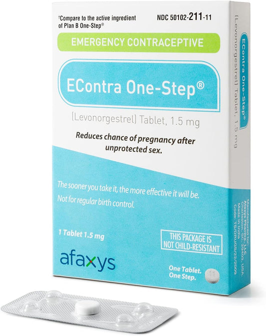Econtra One-Step® Emergency Contraceptive, 1.5 Mg (1 Levonorgestrel Tablet) Compares to Plan B One-Step®