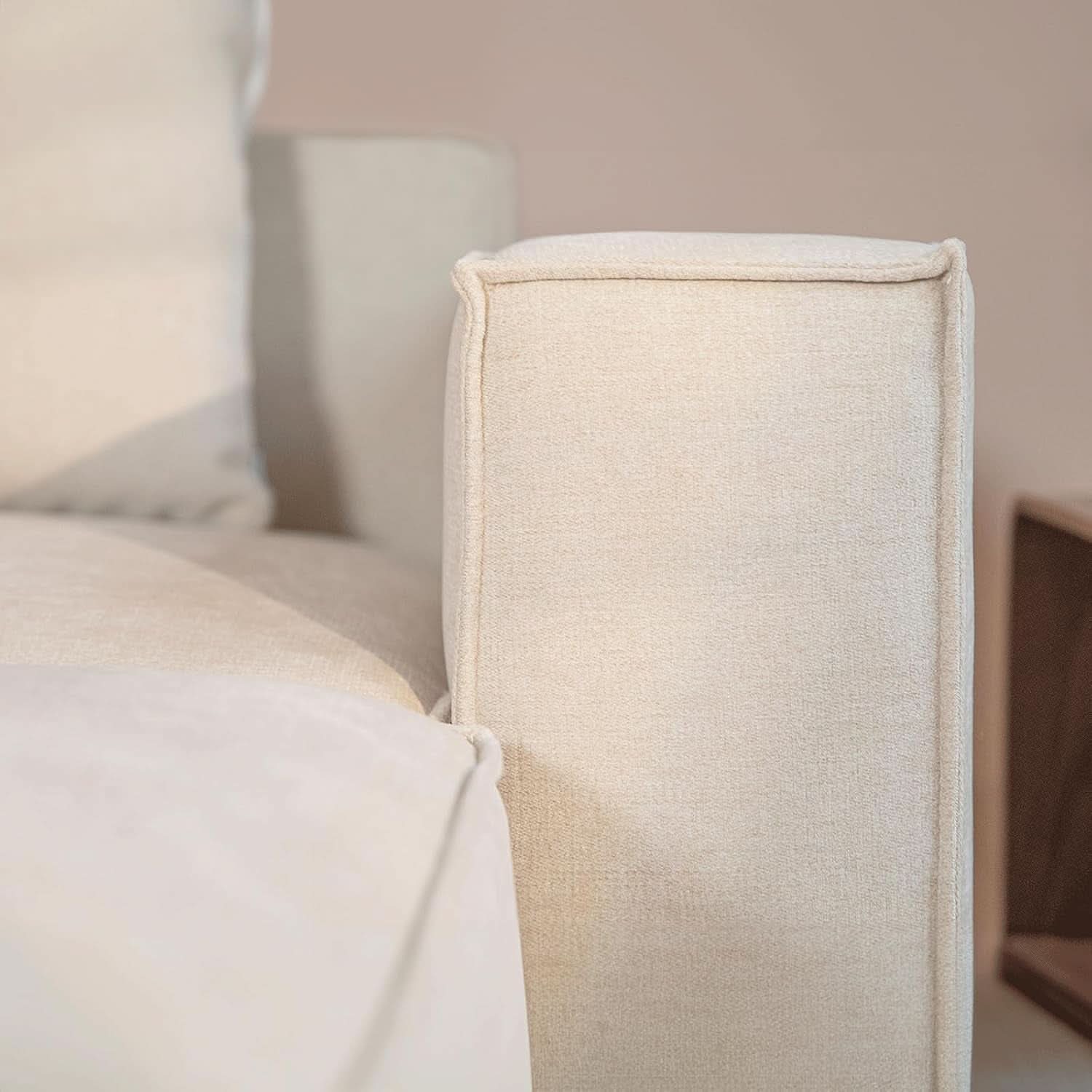 Modular Sectional Sofa Set Linen Cream With Ottoman And Chaise-4