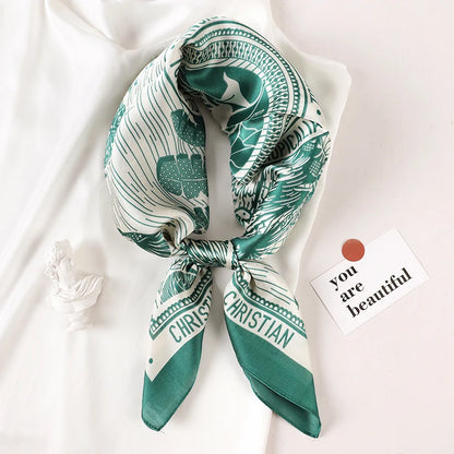 Luxury Brand 2022 Silk Square Scarf Women Cat Neck Hair Tie Band Beach Hijab Kerchief Head Headbands Bandana Female Foulard 70Cm